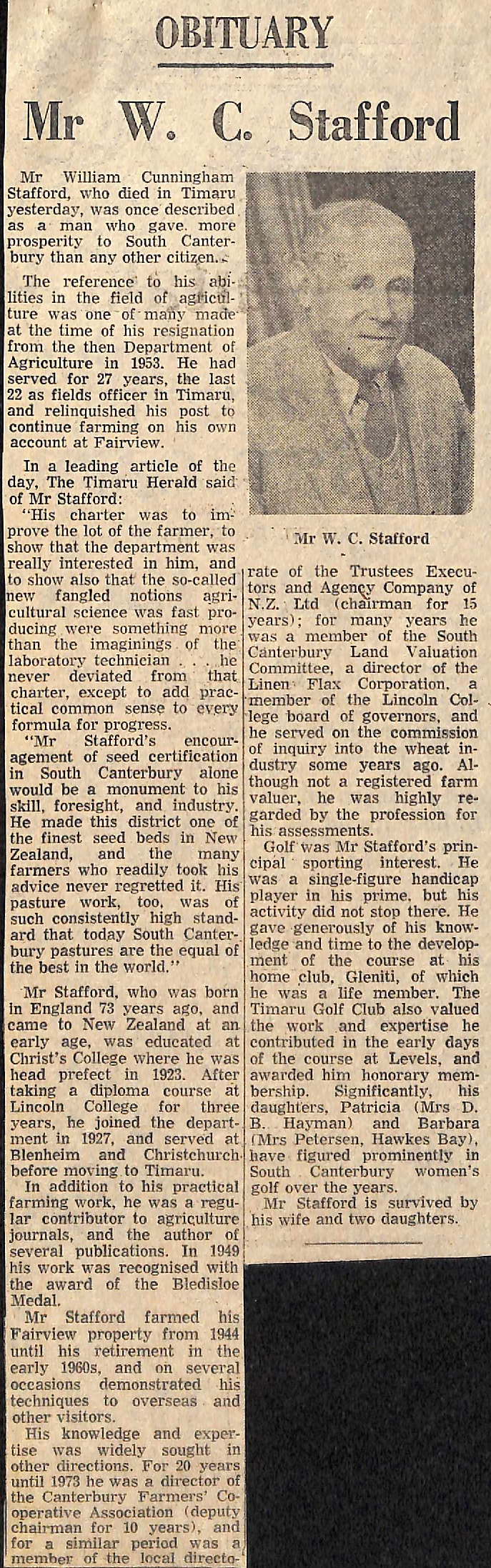 Obituary: Mr W C Stafford