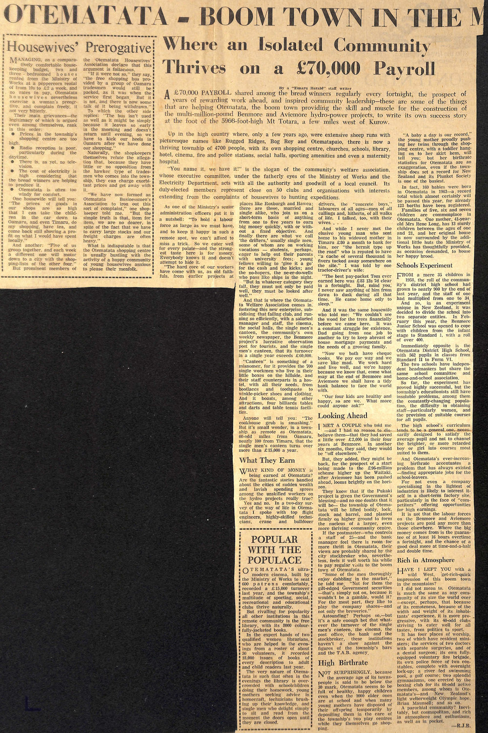 Otematata - Boom Town In The Mackenzie, Where an Isolated Community Thrives on a &pound;70,000 Payroll