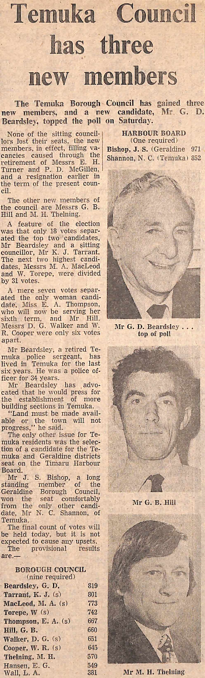 Temuka Council has three new members