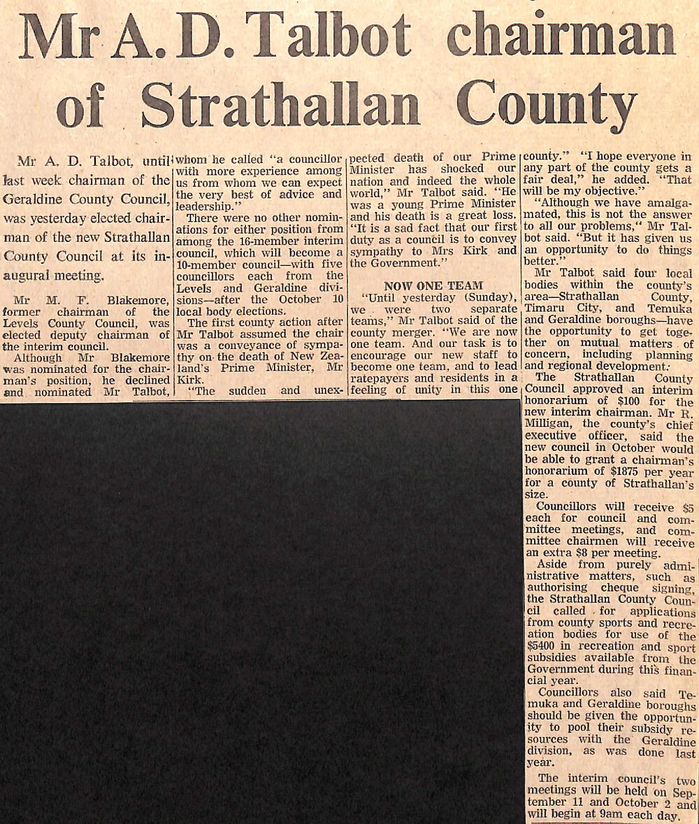 Mr AD Talbot chairman of Strathallan County