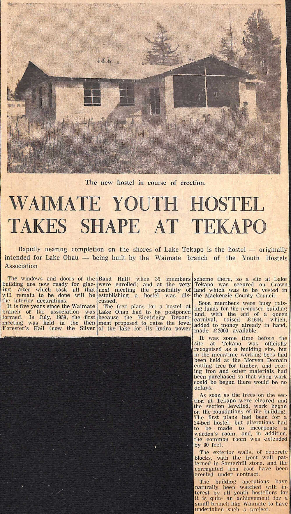 Waimate Youth Hostel Takes Shape At Tekapo