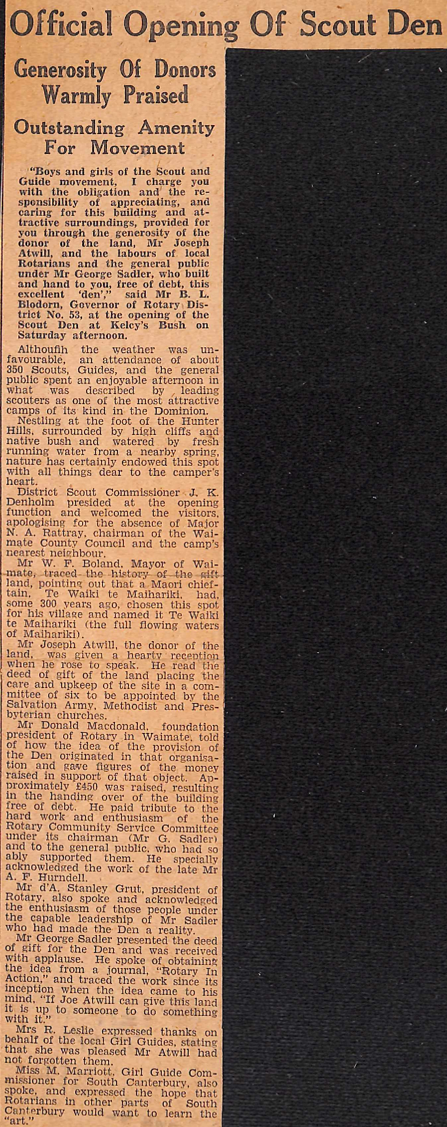 Official Opening Of Scout Den: Generosity Of Donors Warmly Praised, Outstanding Amenity For Movement