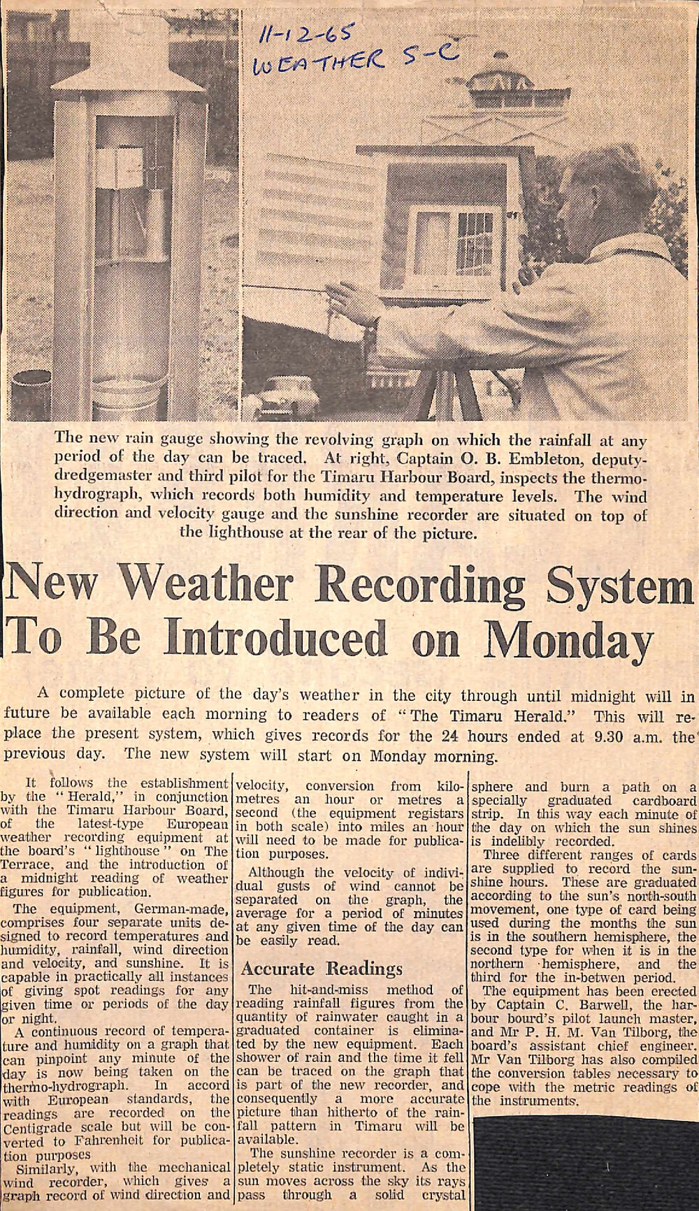 New Weather Recording System To Be Introduced on Monday