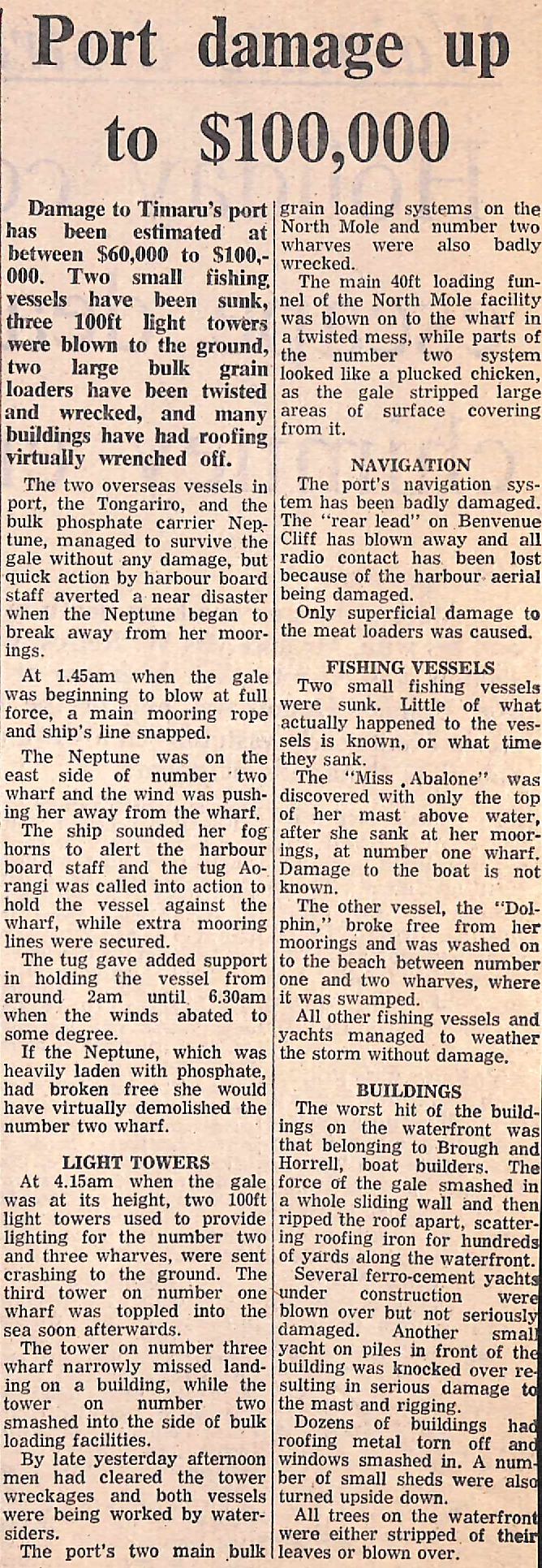 Port damage up to $100,000