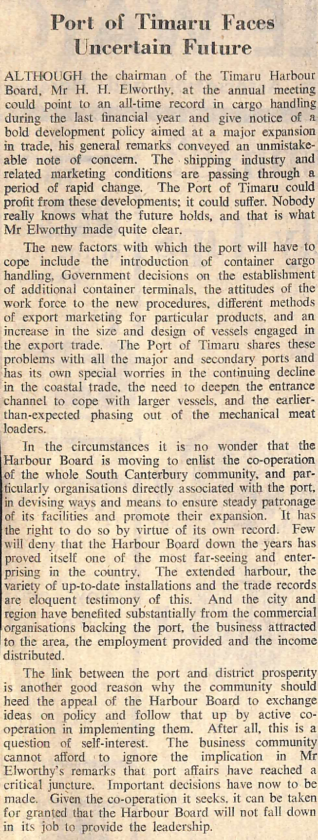 Editorial: Port of Timaru Faces Uncertain Future