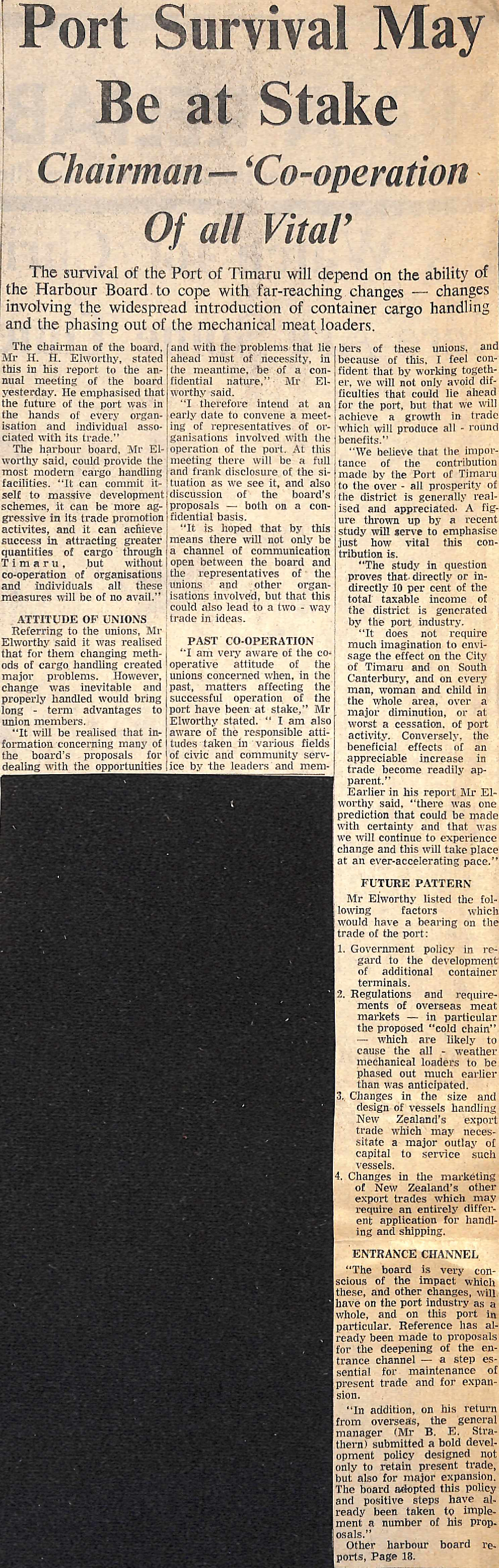 Port Survival May Be at Stake: Chairman- 'Co-operation Of all Vital'