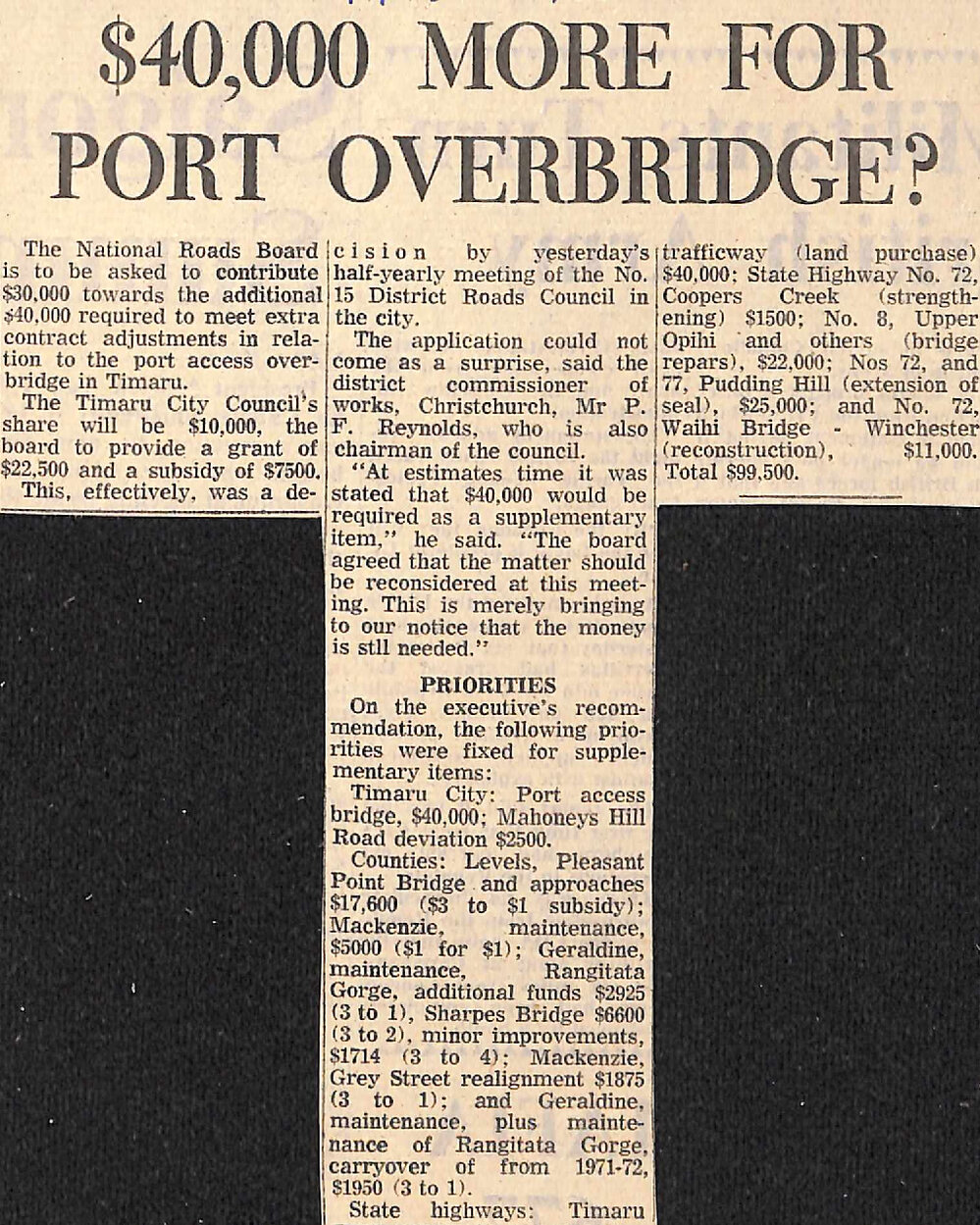 $40,000 more for port overbridge?