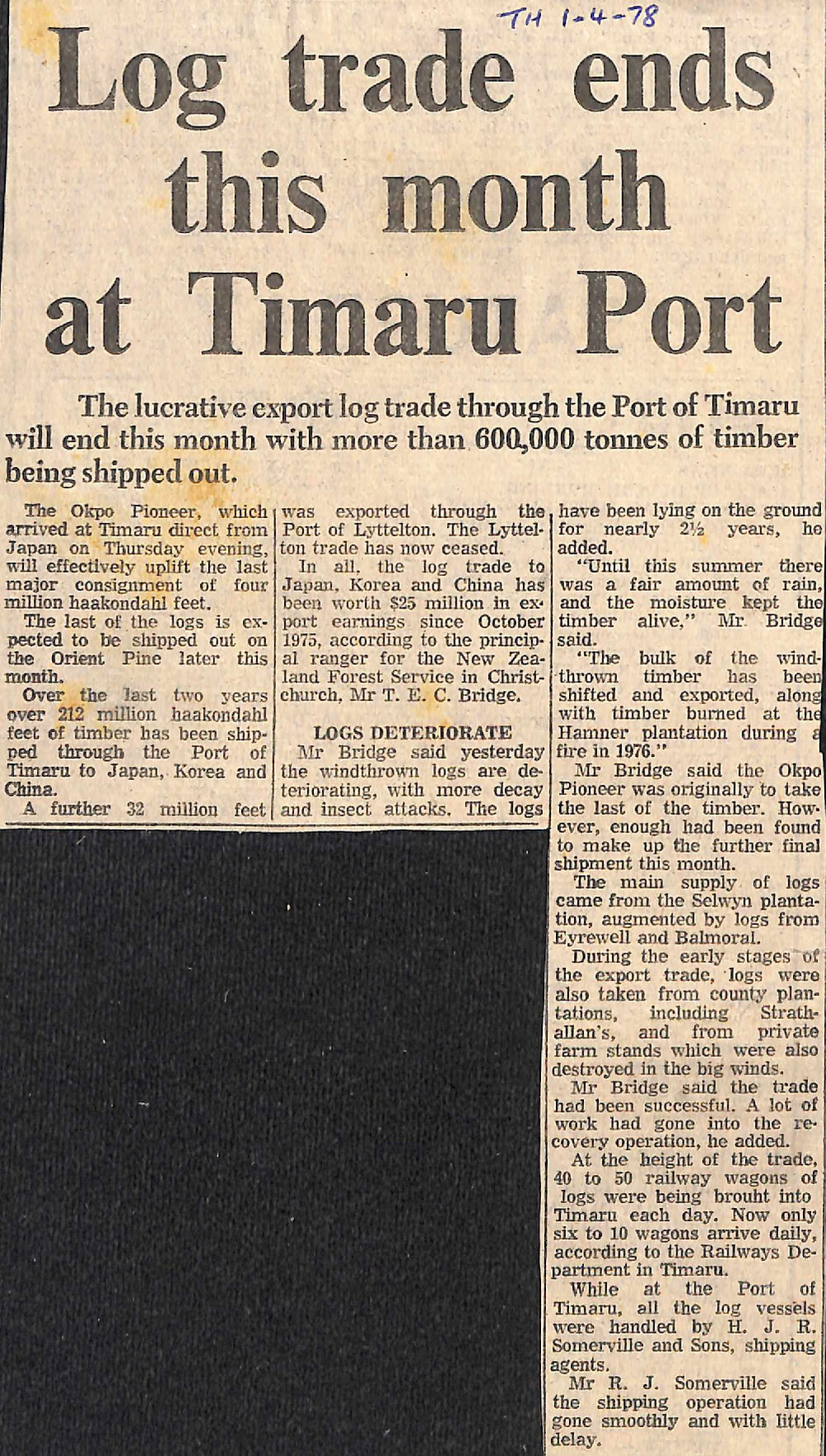 Log trade ends this month at Timaru Port