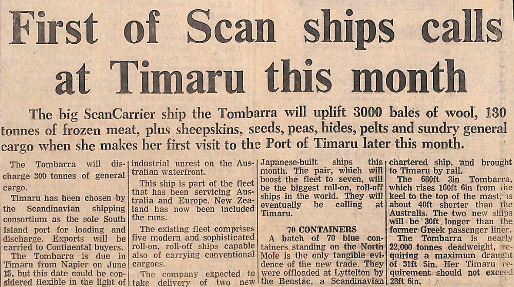 First of Scan ships calls at Timaru this month