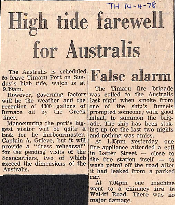 High tide farewell for Australis / False alarm