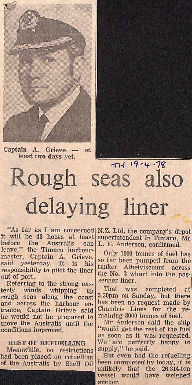 Rough seas also delaying liner