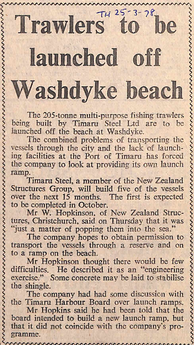 Trawlers to be launched off Washdyke beach
