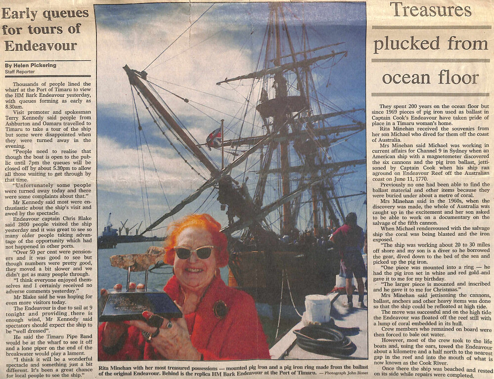 Early queues for tours of Endeavour / Treasures plucked from ocean floor