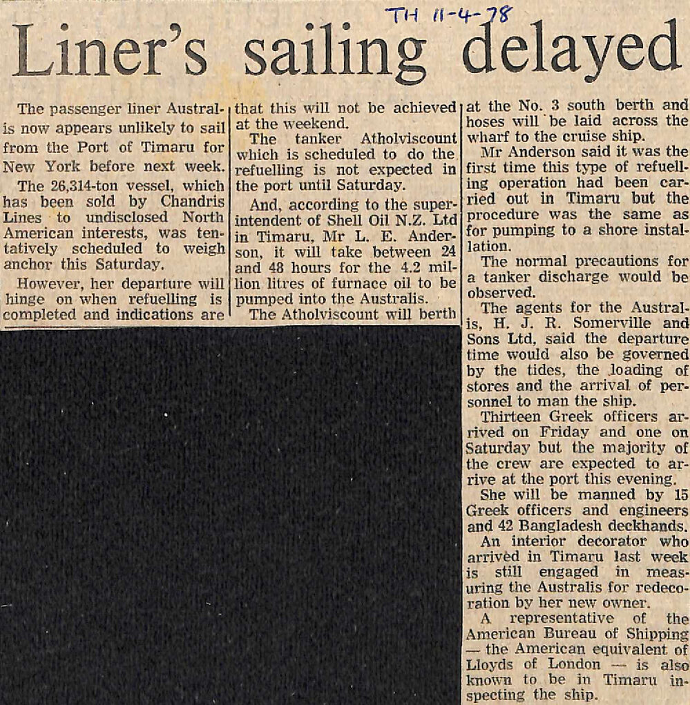 Liner's sailing delayed