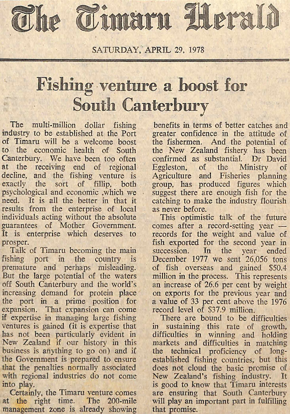 Editorial: Fishing venture a boost for South Canterbury
