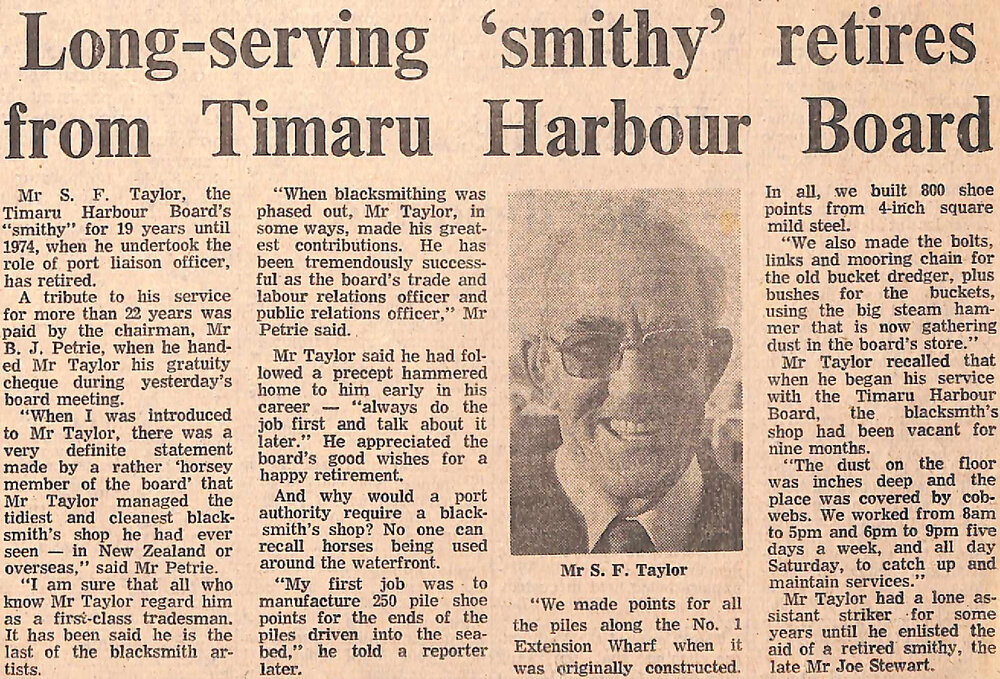 Long serving 'smithy' retires from Timaru Harbour Board