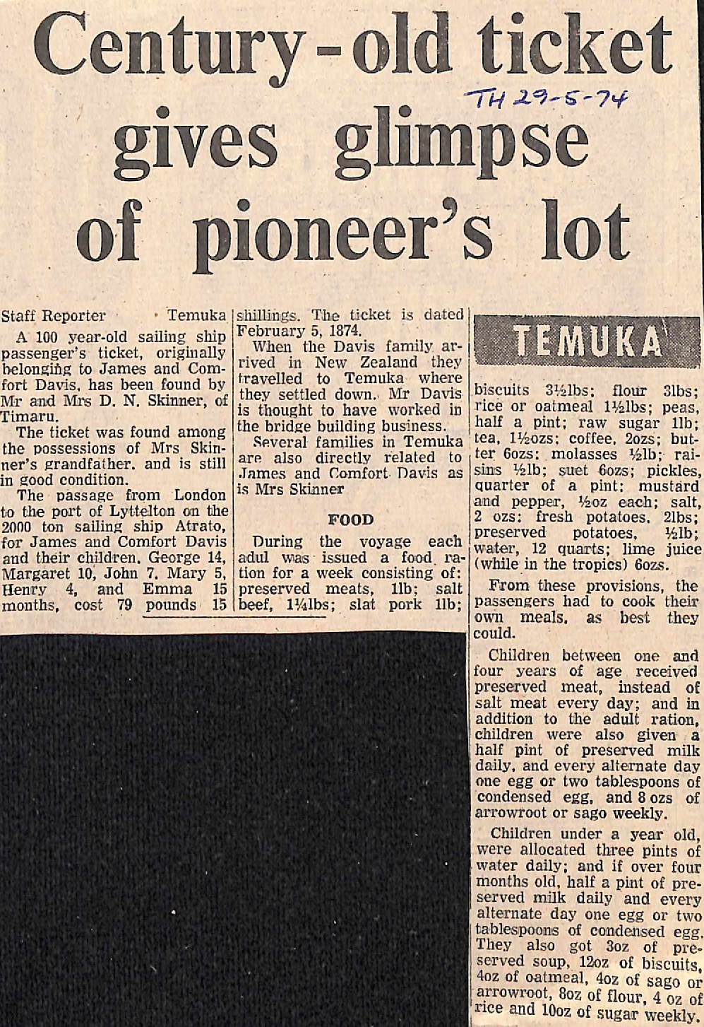 Temuka: Century-old ticket gives glimpse of pioneer's lot