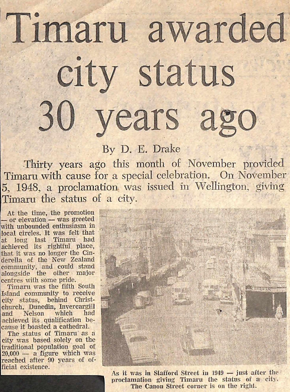 Timaru awarded city status 30 years ago