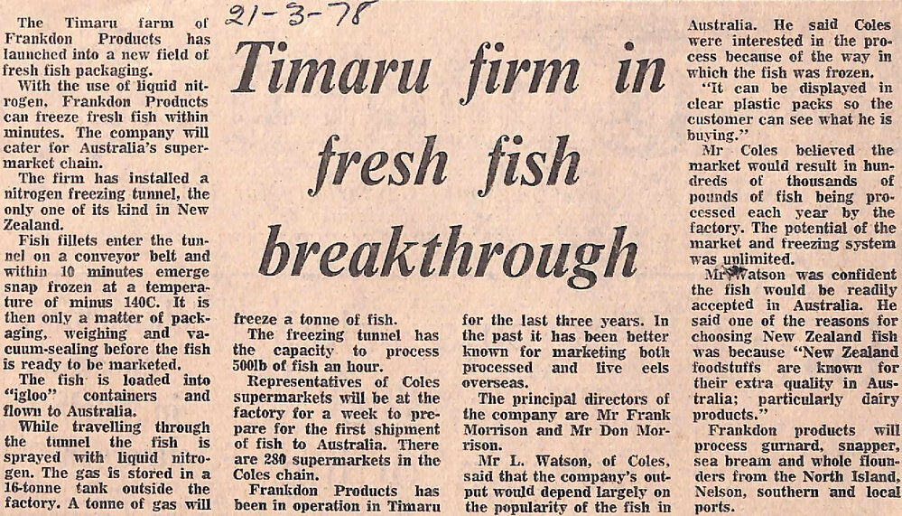 Timaru firm in fresh fish breakthrough
