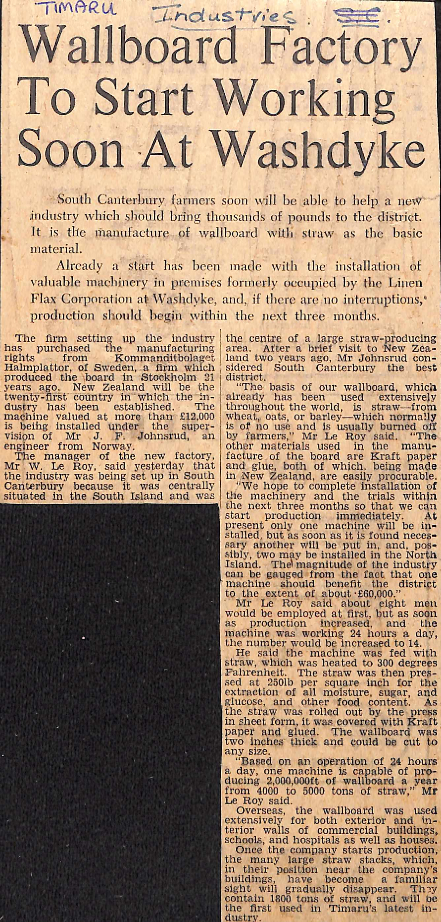 Wallboard Factory To Start Working Soon At Washdyke