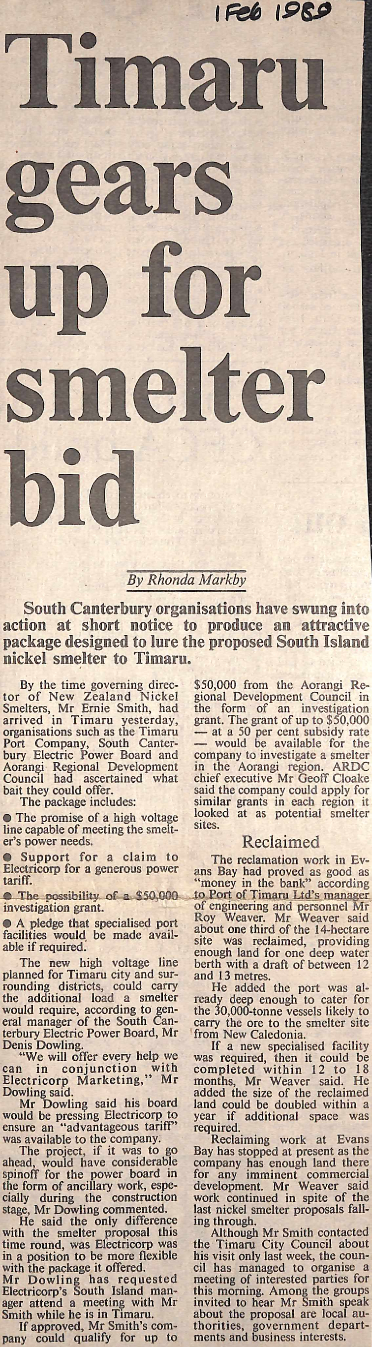 Timaru gears up for smelter bid 