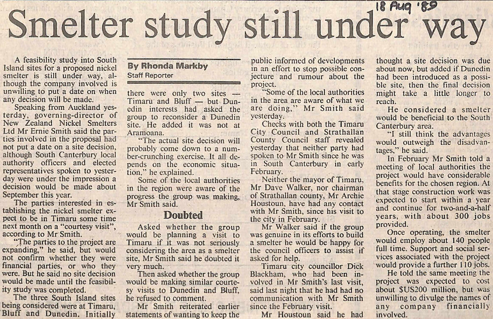 Smelter study still under way