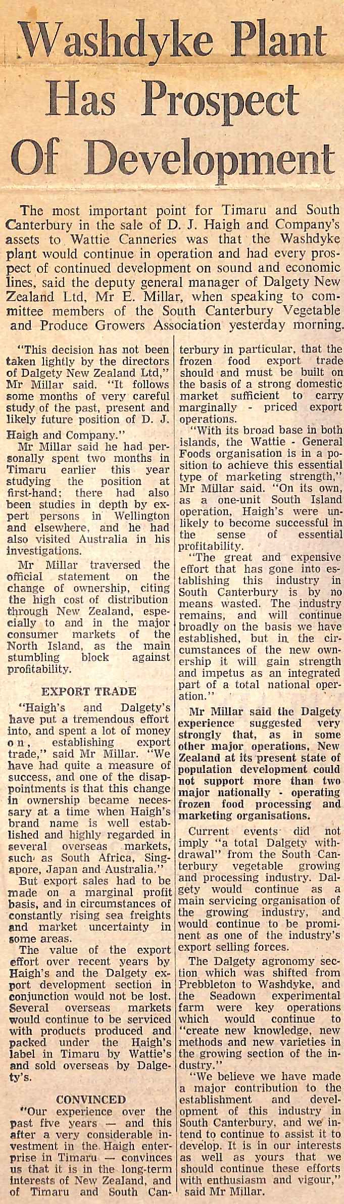 Washdyke Plant Has Prospect Of Development