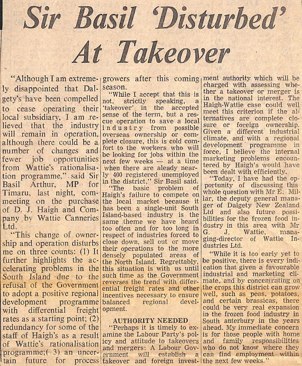 Sir Basil 'Disturbed' At Takeover