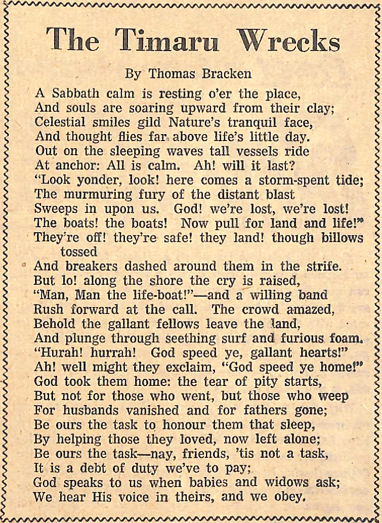 The Timaru Wrecks by Thomas Bracken