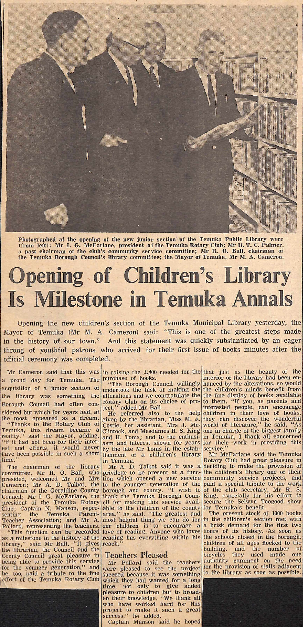 Opening of Children's Library Is Milestone in Temuka Annals