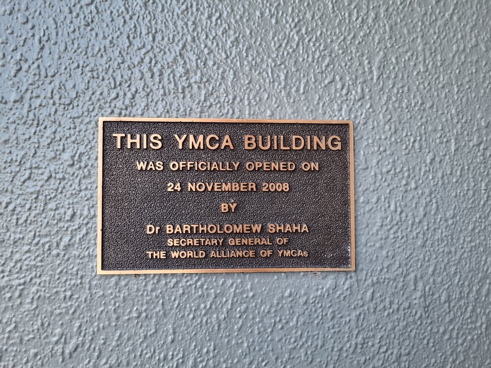 YMCA building plaque
