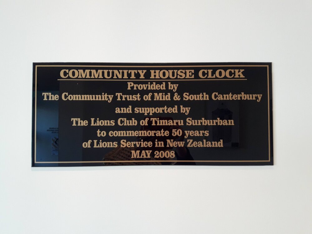 Community House Clock plaque