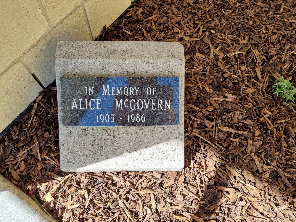 Alice McGovern memorial plaque