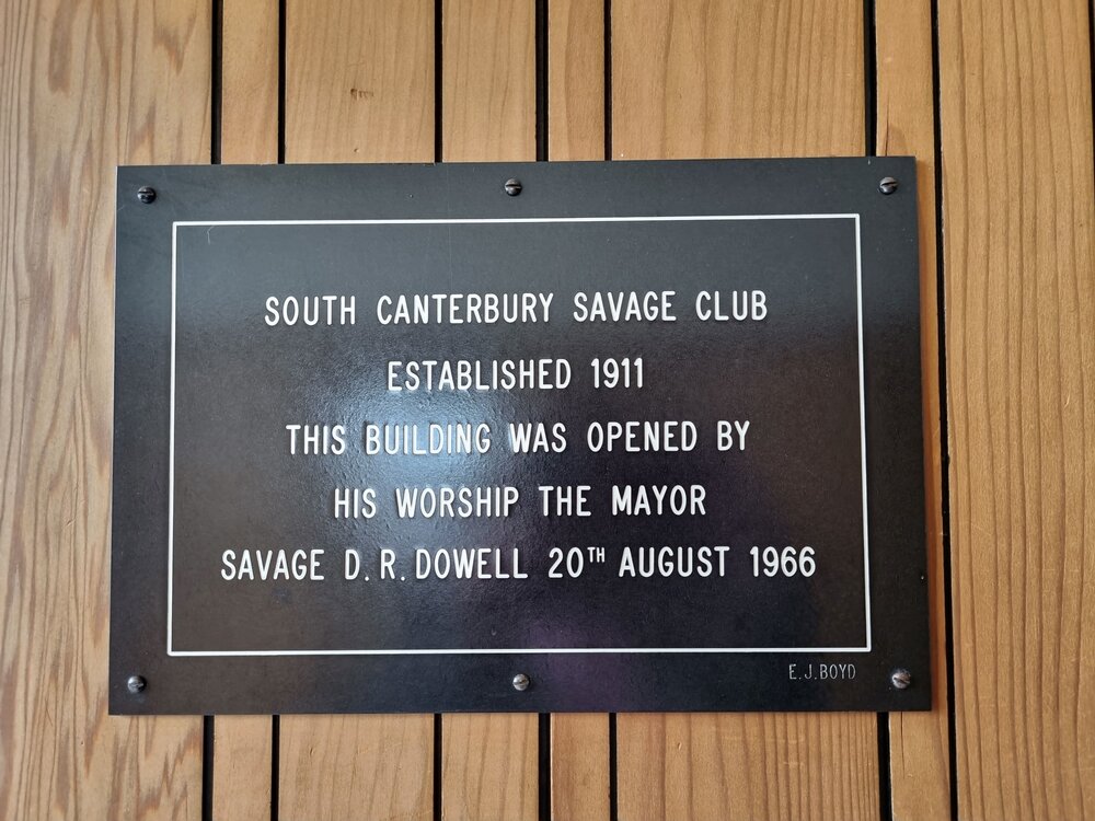 South Canterbury Savage Club building plaque