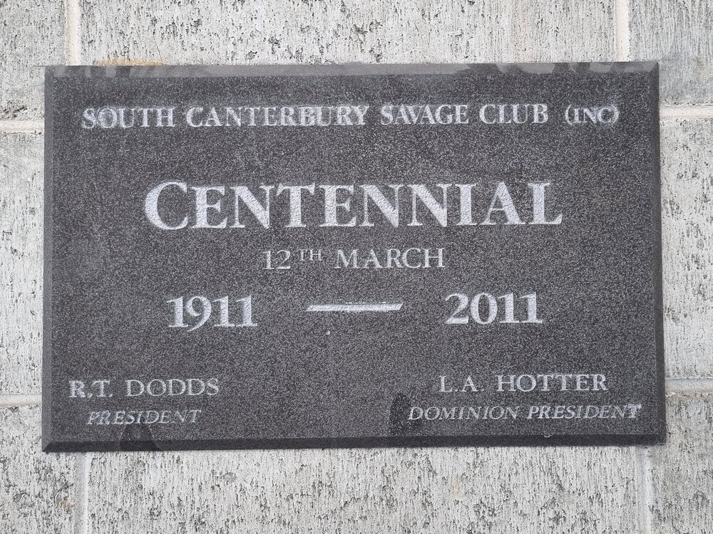 South Canterbury Savage Club centennial plaque