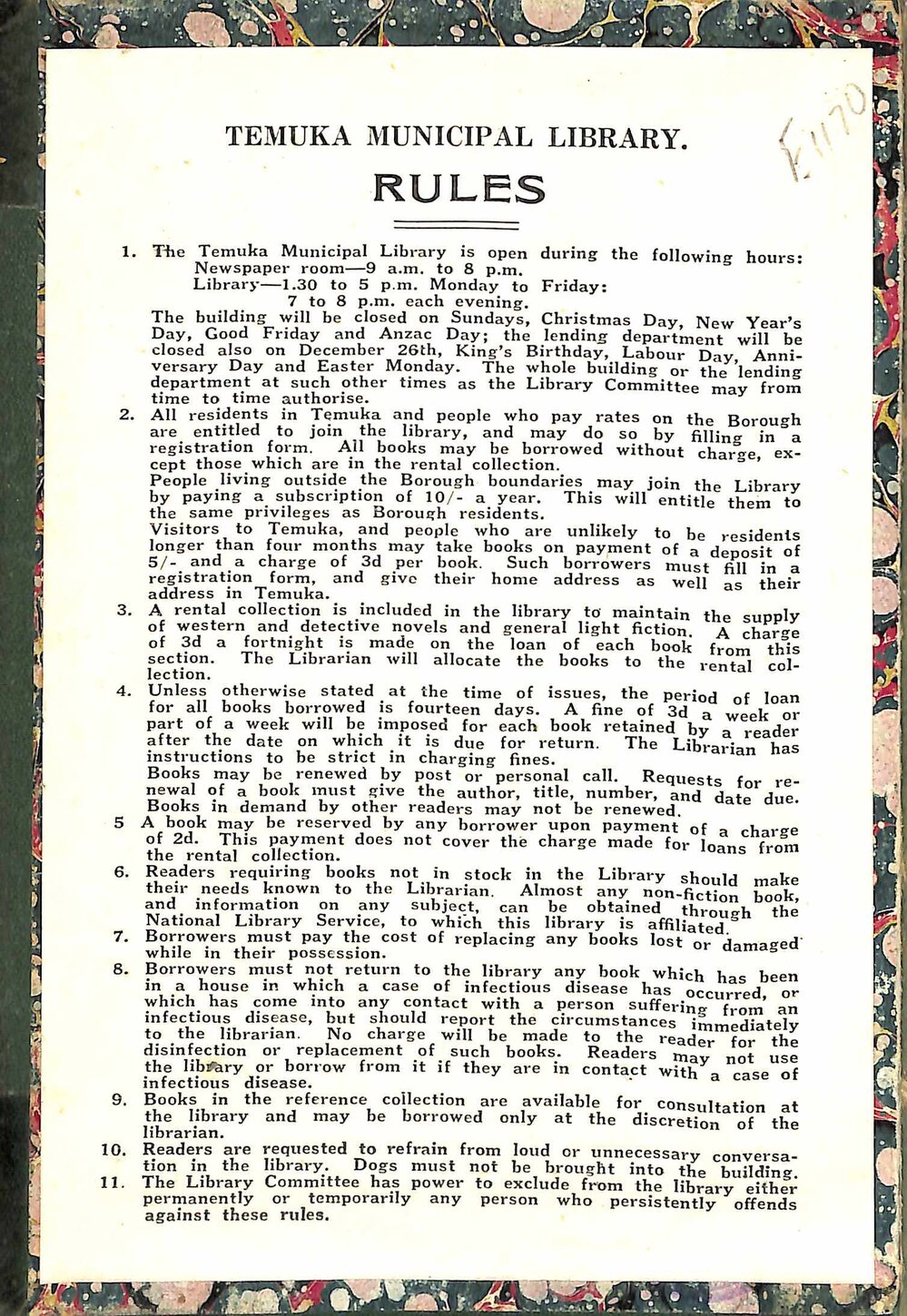 Temuka Municipal Library Rules