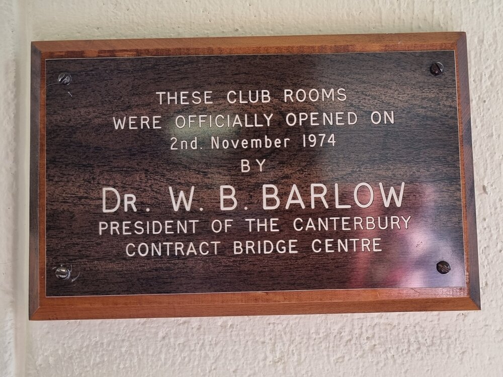 Timaru Bridge Club plaque