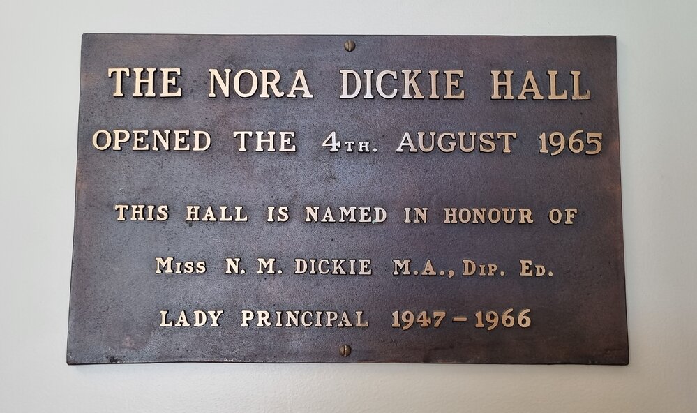 Nora Dickie Hall plaque