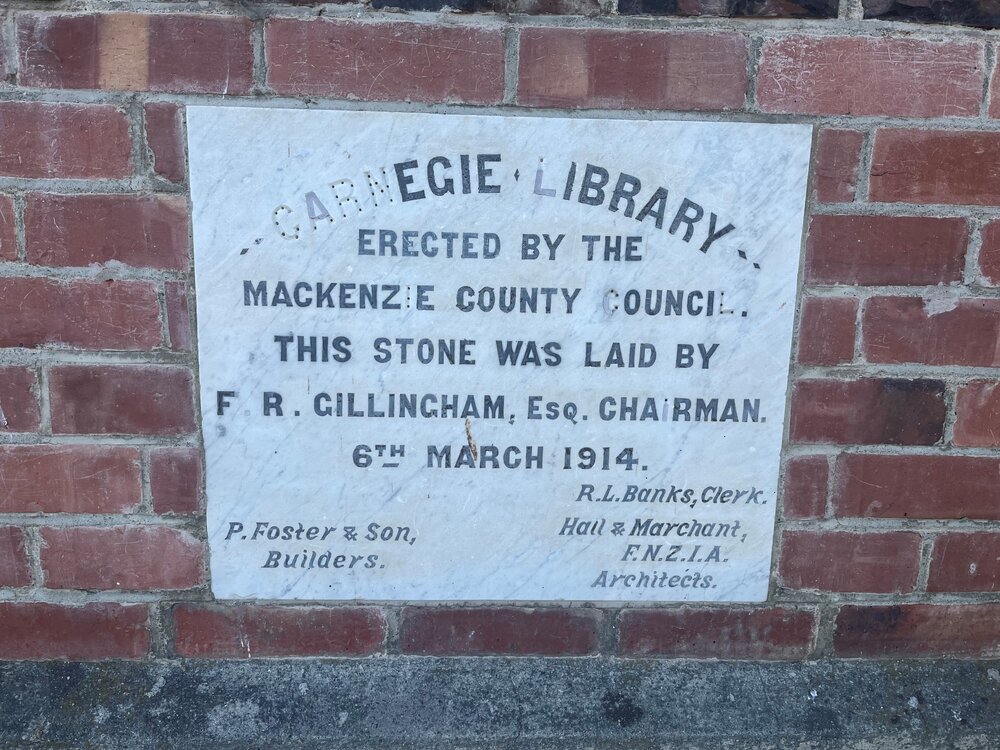 Fairlie Carnegie Library building plaque