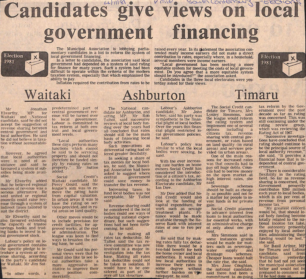 Candidates give views on local government financing