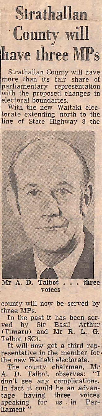 Strathallan County will have three MPs