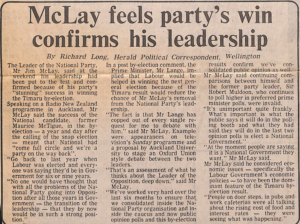 McLay feels party's win confirms his leadership
