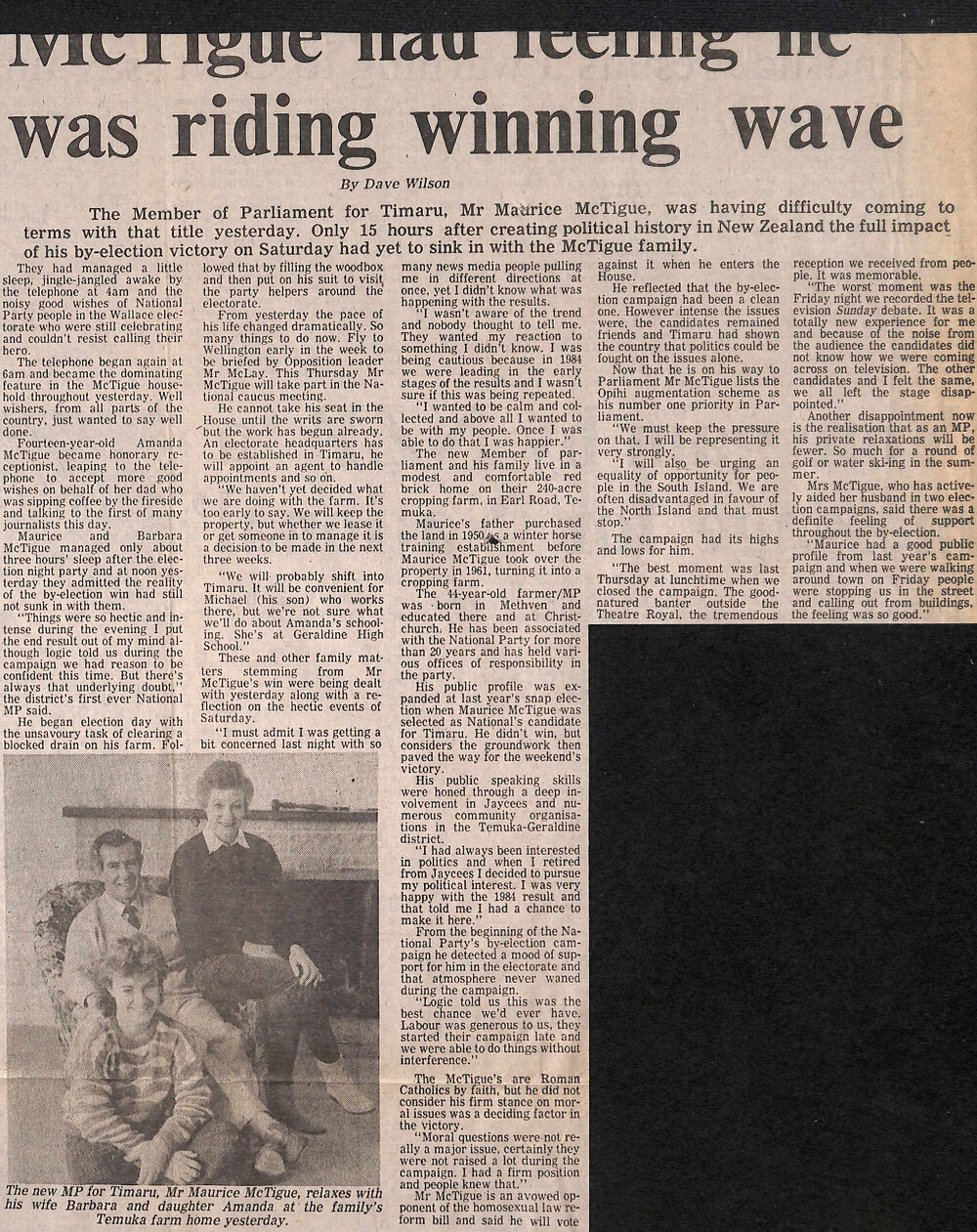 McTigue had feeling he was riding winning wave