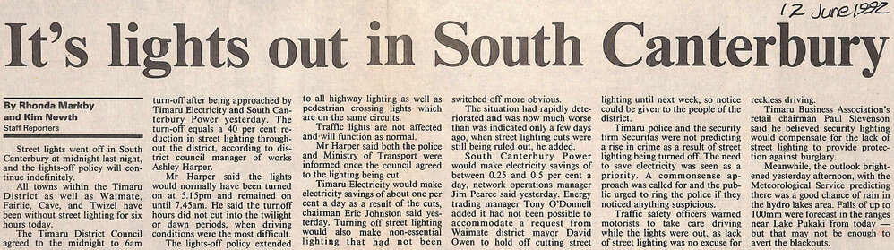 It's lights out in South Canterbury
