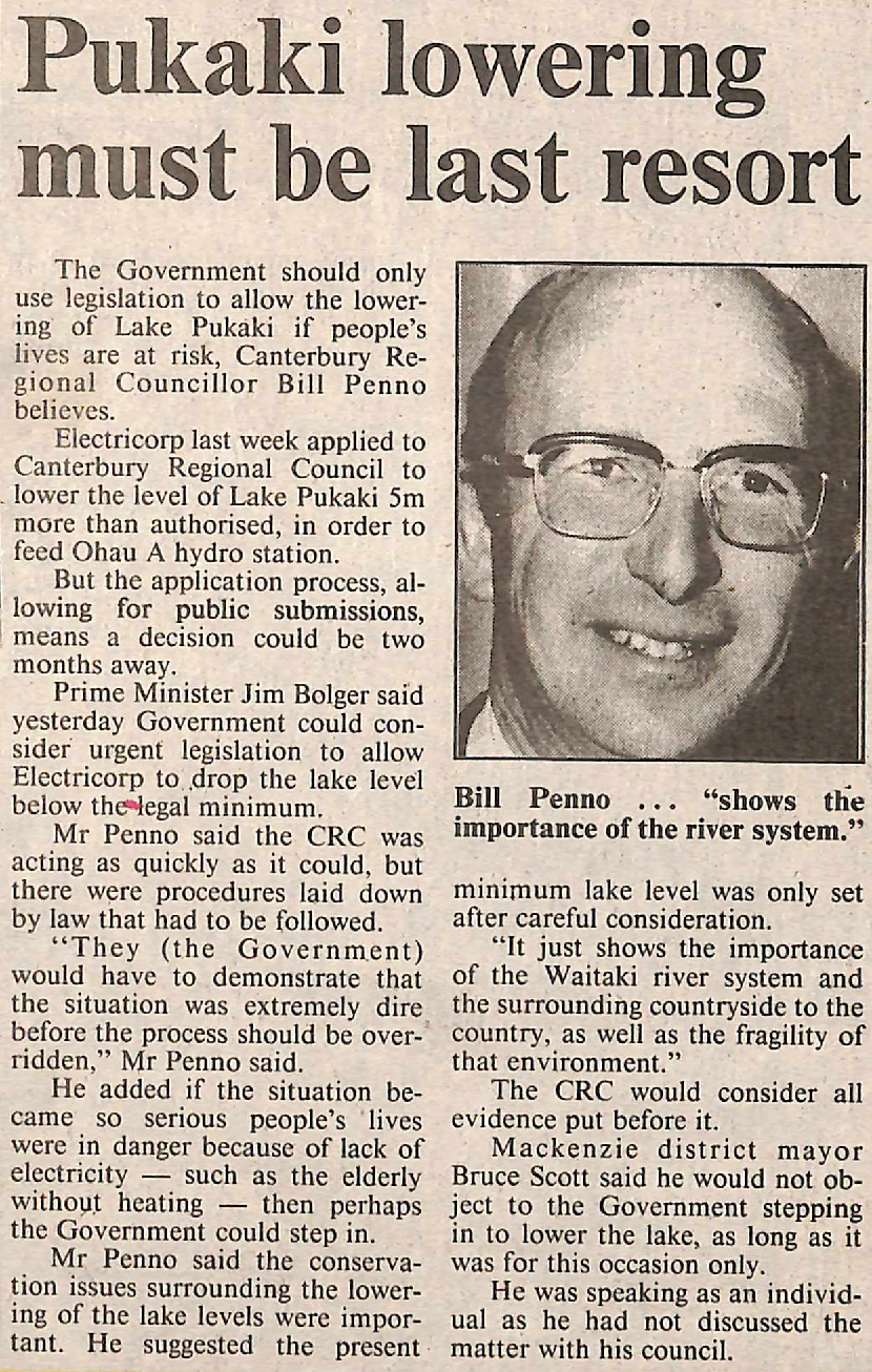 Pukaki lowering must be last resort