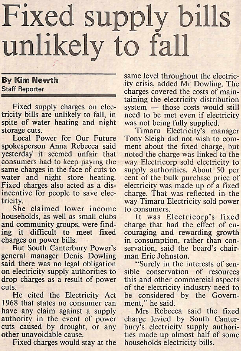 Fixed supply bills unlikely to fall