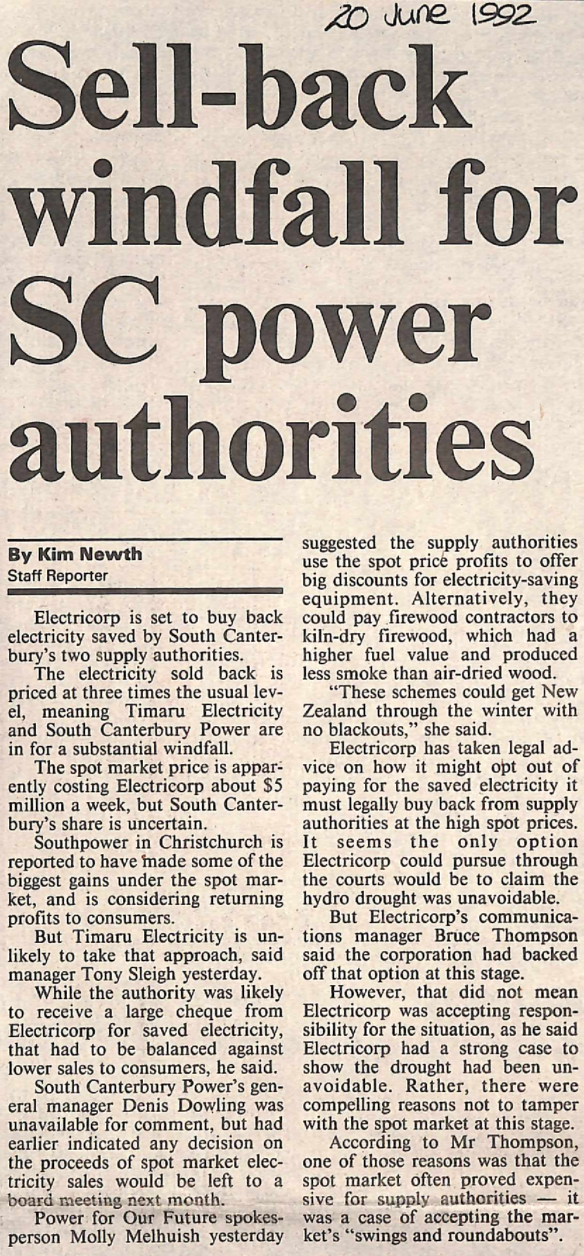 Sell-back windfall for SC power authorities