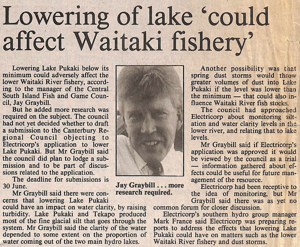 Lowering of lake 'could affect Waitaki fishery'