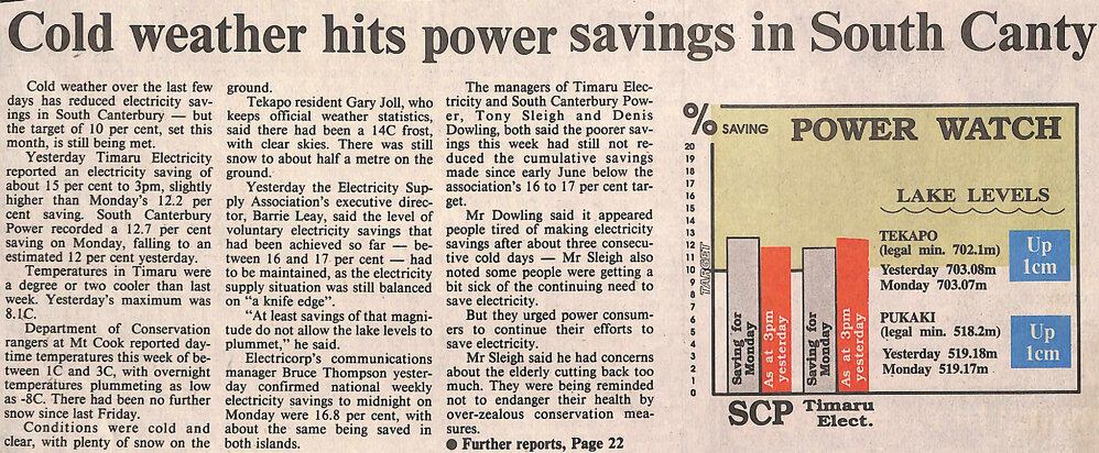 Cold weather hits power savings in South Canty
