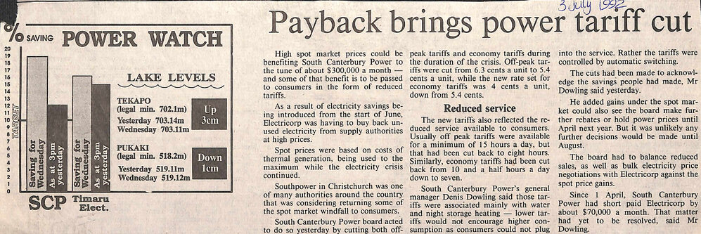 Payback brings back power tariff cut